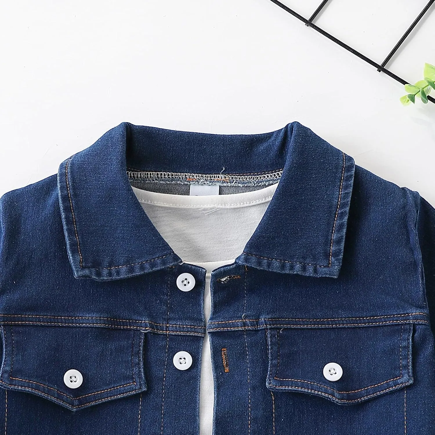 3-7T Toddler Boys Clothes Denim Outfit Set  Short Sleeve Button-Up Jean Jacket & Stretch Denim Shorts