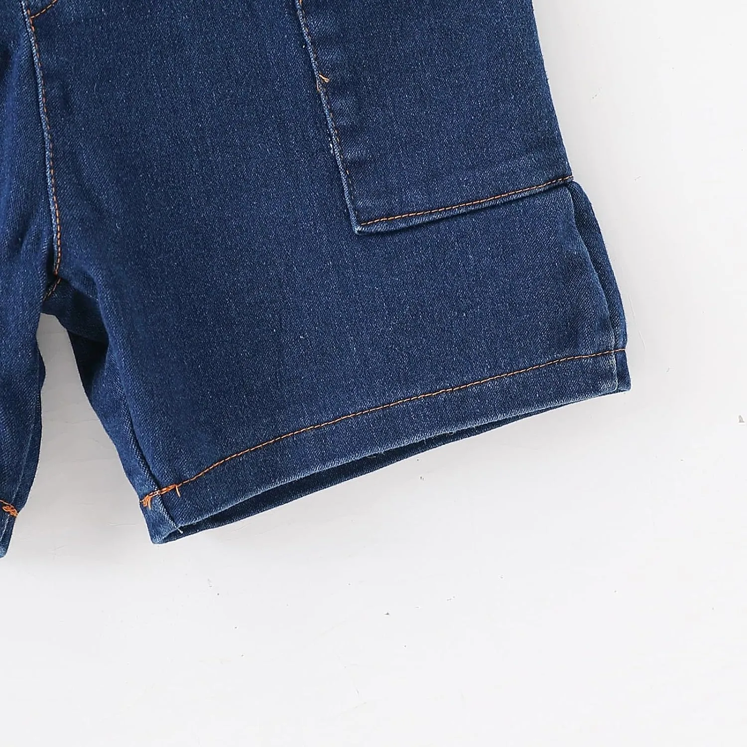 3-7T Toddler Boys Clothes Denim Outfit Set  Short Sleeve Button-Up Jean Jacket & Stretch Denim Shorts
