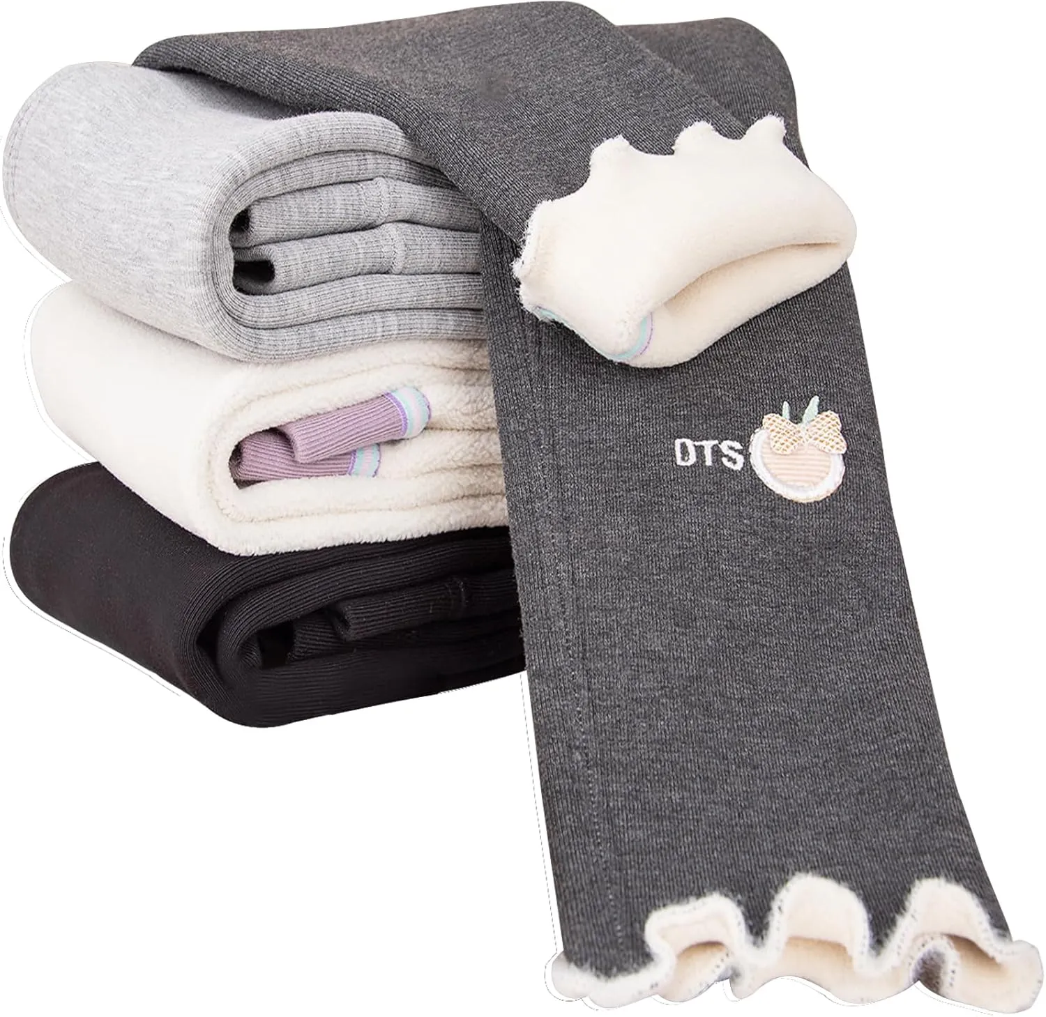 4 pack Girls Winter Fleece Lined Leggings Toddler Kids Warm Thick Thermal Pants Fleece Pants Girls