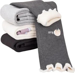4 pack Girls Winter Fleece Lined Leggings Toddler Kids Warm Thick Thermal Pants Fleece Pants Girls