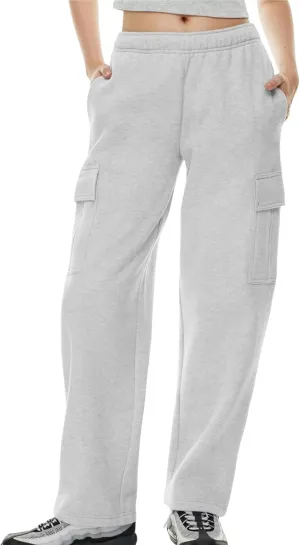 ABOCIW Womens Cargo Sweatpants Fleece Wide Leg Sweat Pants High Waisted Baggy Athletic Joggers Pants with Pockets