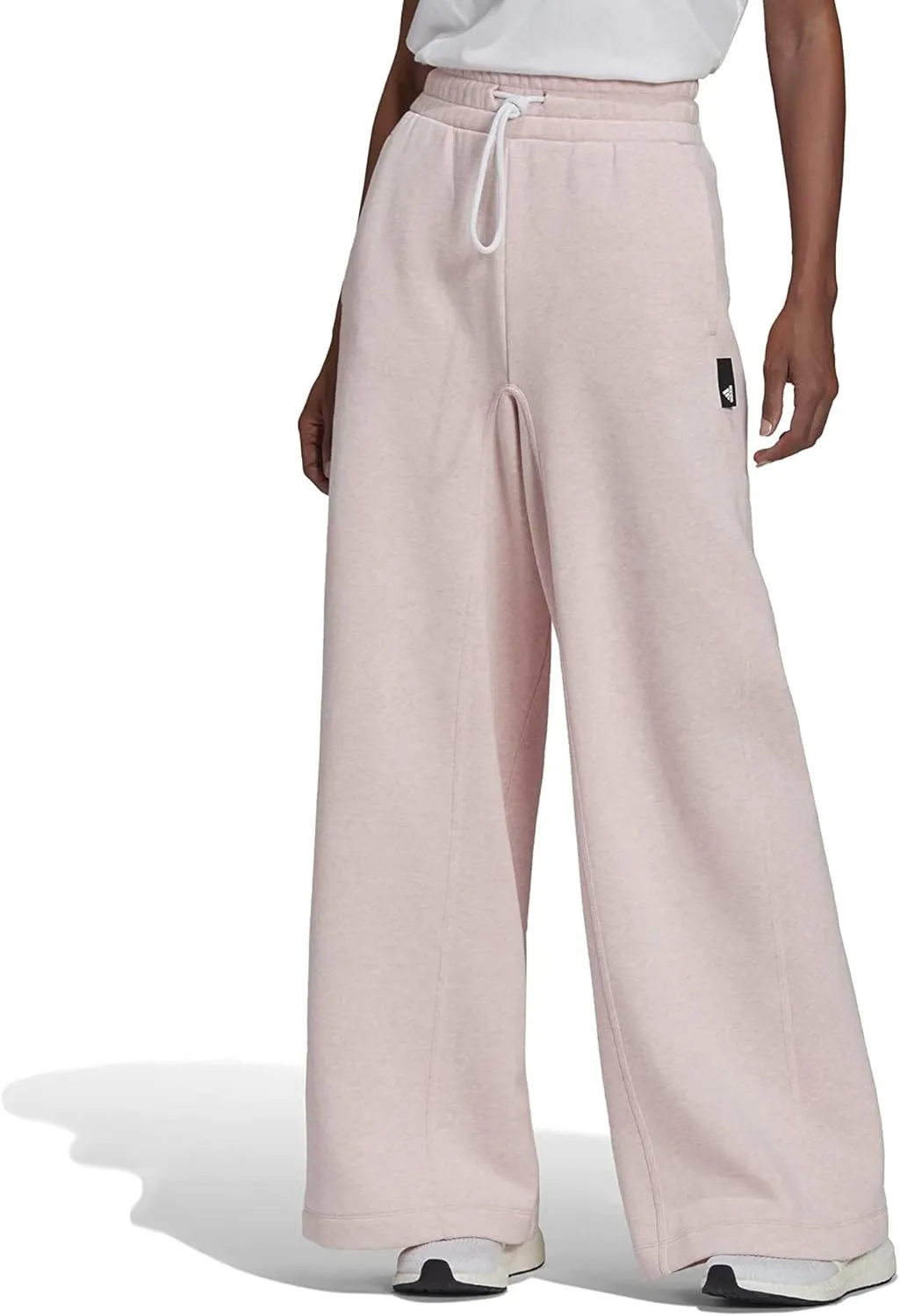 adidas Studio Lounge Wide Leg Fleece Pants Botanic Pink Melange LG