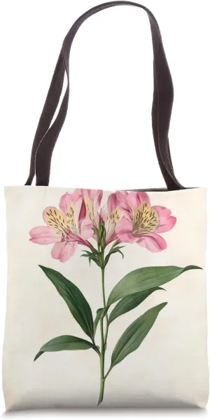 Alstroemeria Floral Vintage Scientific Illustration Flower Tote Bag
