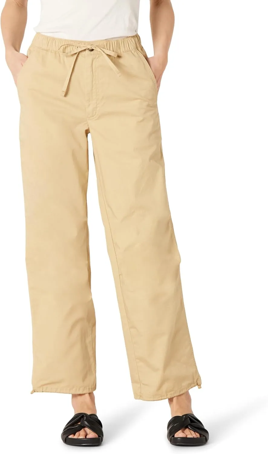 Amazon Essentials Women's Mid-Rise Baggy Loose-Fit Wide-Leg Parachute Pants