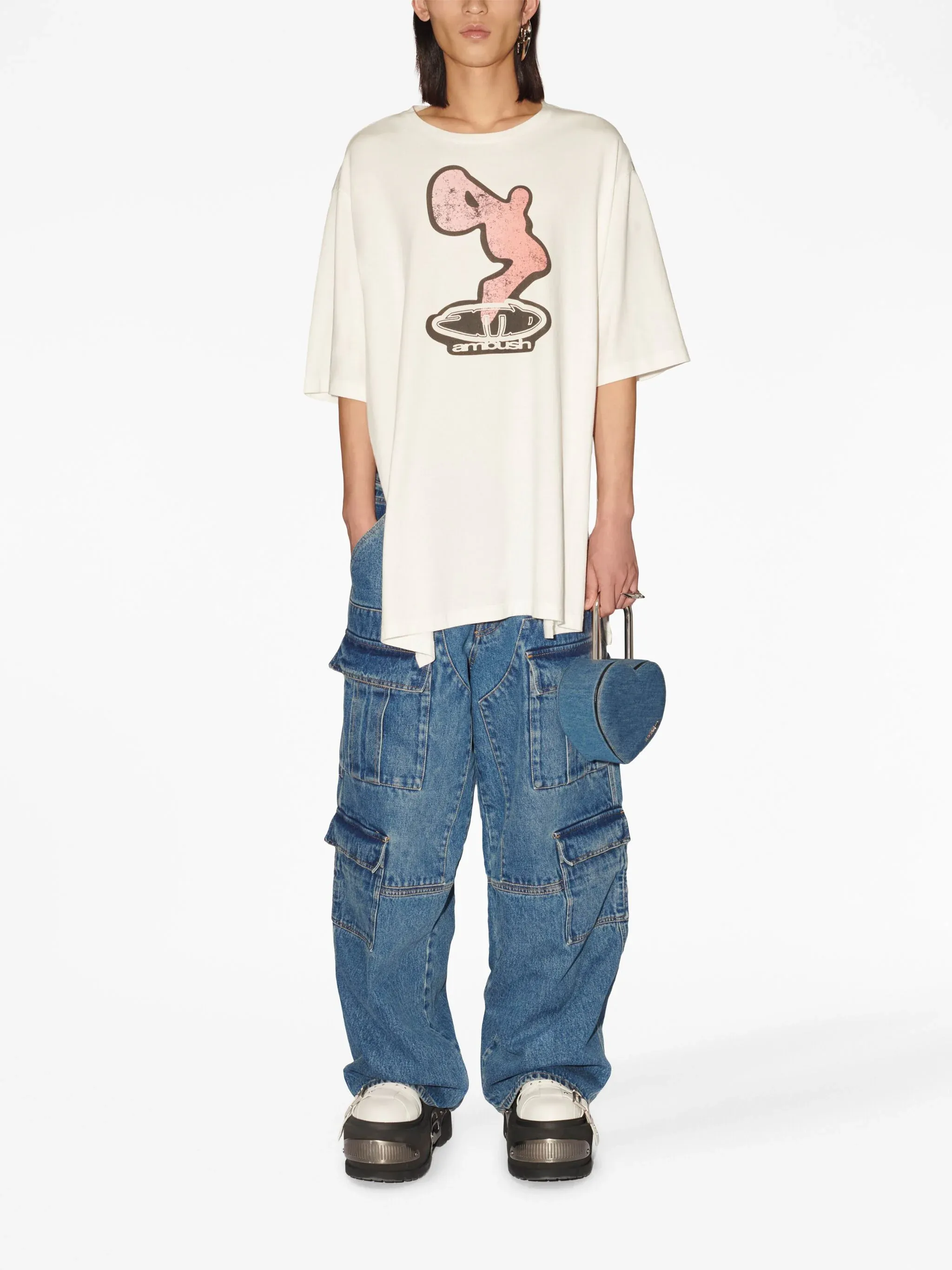 AMBUSH Side Splits Graphic T-Shirt Blanc De Black