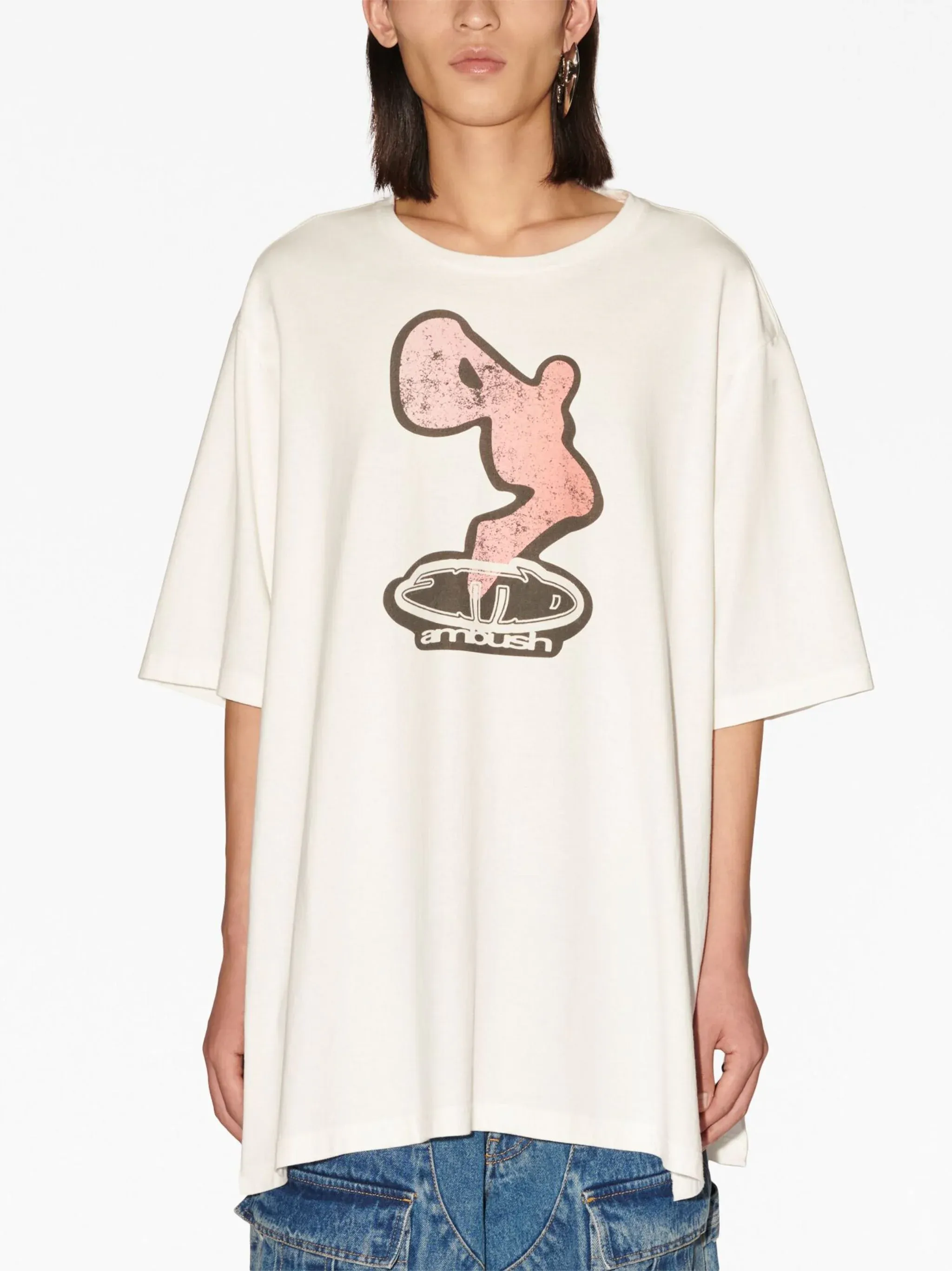 AMBUSH Side Splits Graphic T-Shirt Blanc De Black