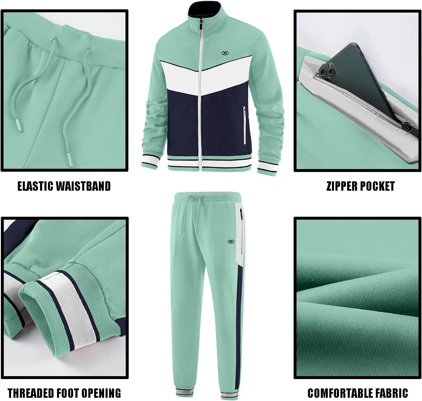 ANOTWENER Men's Casual 2 Piece Tracksuit Sets Long Sleeve Full Zip Jacket and Sweatpants Jogging Sport Outfits Sweatsuits