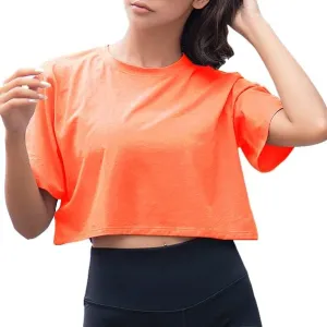 Artfish Women Short Sleeve Crewneck Comfy Loose Crop Top Teen T-Shirt Workout