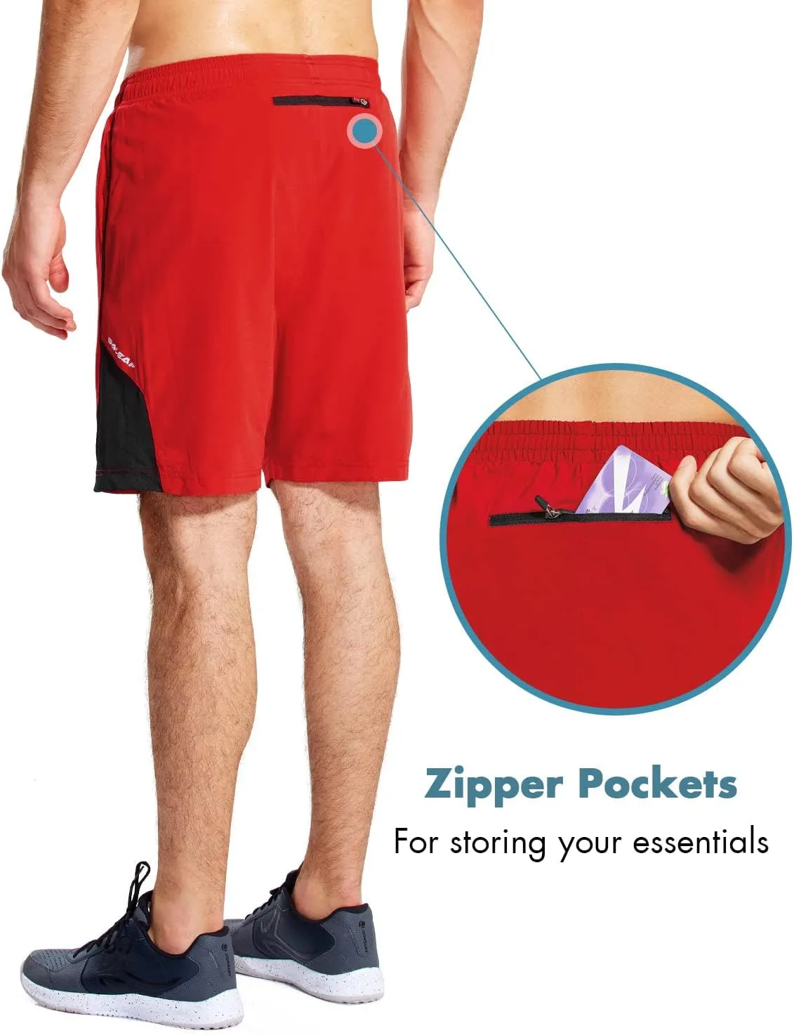 baleaf Men's 7" Running Shorts with Mesh Liner Zipper Pocket for Athletic Workout Gym