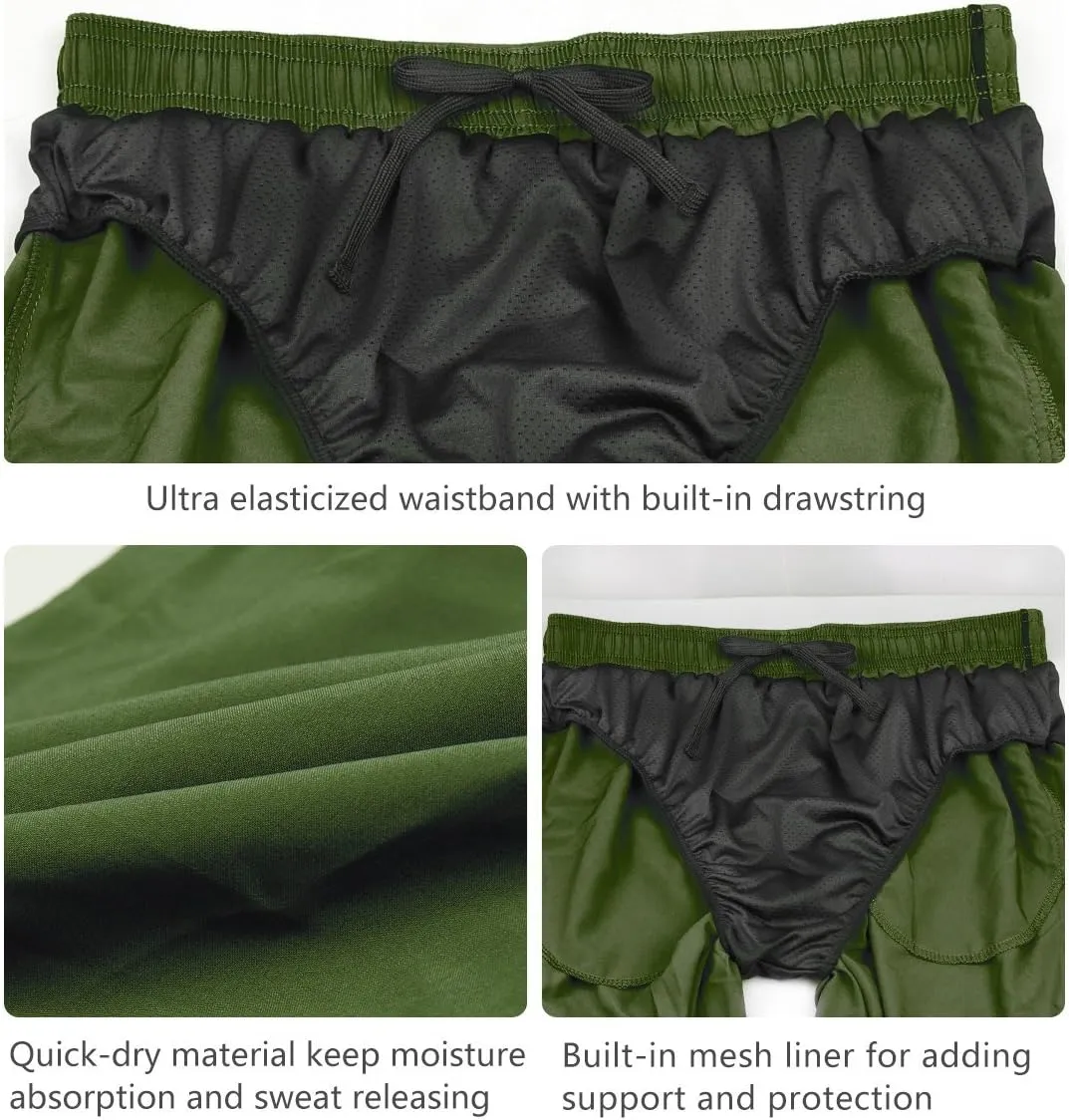 baleaf Men's 7" Running Shorts with Mesh Liner Zipper Pocket for Athletic Workout Gym