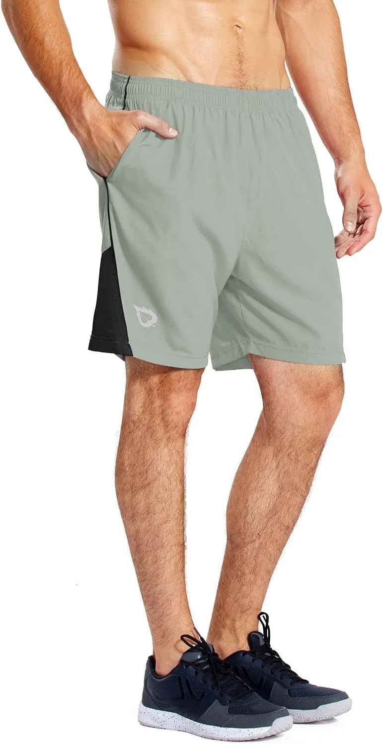 baleaf Men's 7" Running Shorts with Mesh Liner Zipper Pocket for Athletic Workout Gym