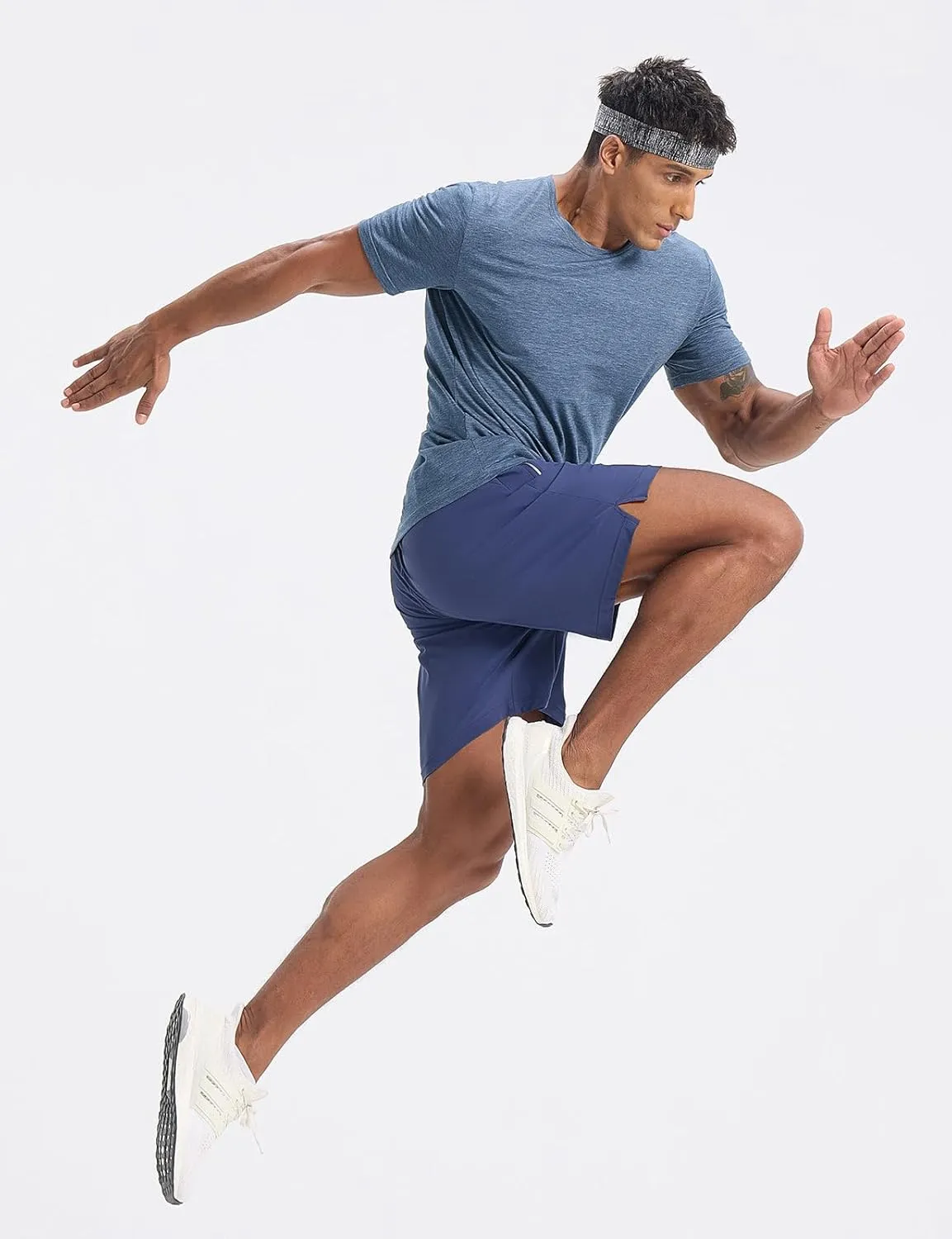 baleaf Men's Running Shorts 7" Quick Dry Athletic Workout 2 in 1 with Liner Lightweight Gym with Zipper Pocket UPF50 