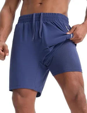 baleaf Men's Running Shorts 7" Quick Dry Athletic Workout 2 in 1 with Liner Lightweight Gym with Zipper Pocket UPF50 