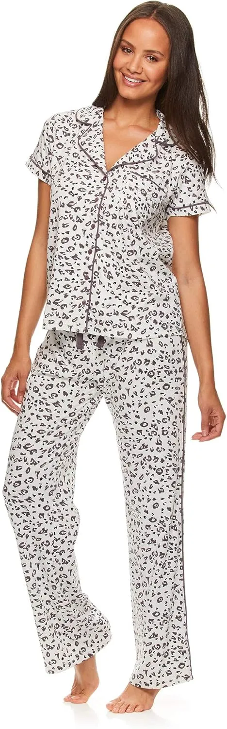 bebe Womens 2 Piece Bridesmaid Pajamas Set Short Sleeve Button Down Shirt and Pants