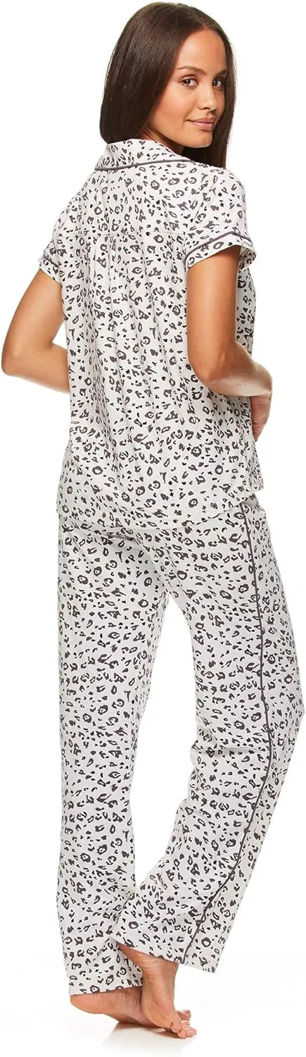 bebe Womens 2 Piece Bridesmaid Pajamas Set Short Sleeve Button Down Shirt and Pants