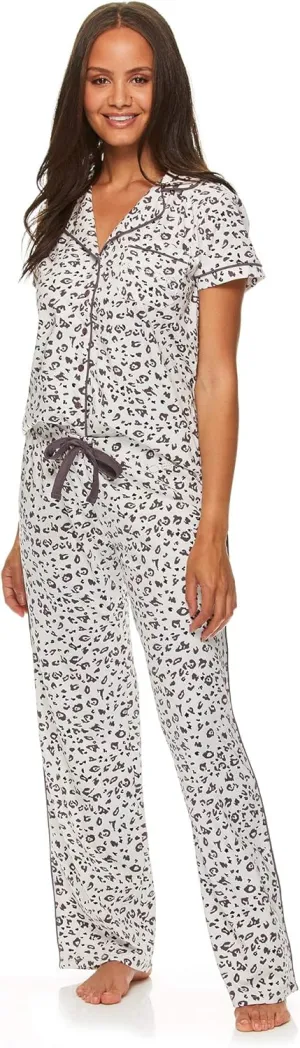 bebe Womens 2 Piece Bridesmaid Pajamas Set Short Sleeve Button Down Shirt and Pants