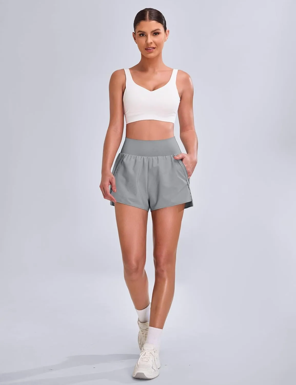 Blooming Jelly Womens High Waisted Running Shorts V Side Split Quick Dry Workout Athletic Shorts with Pockets 2025