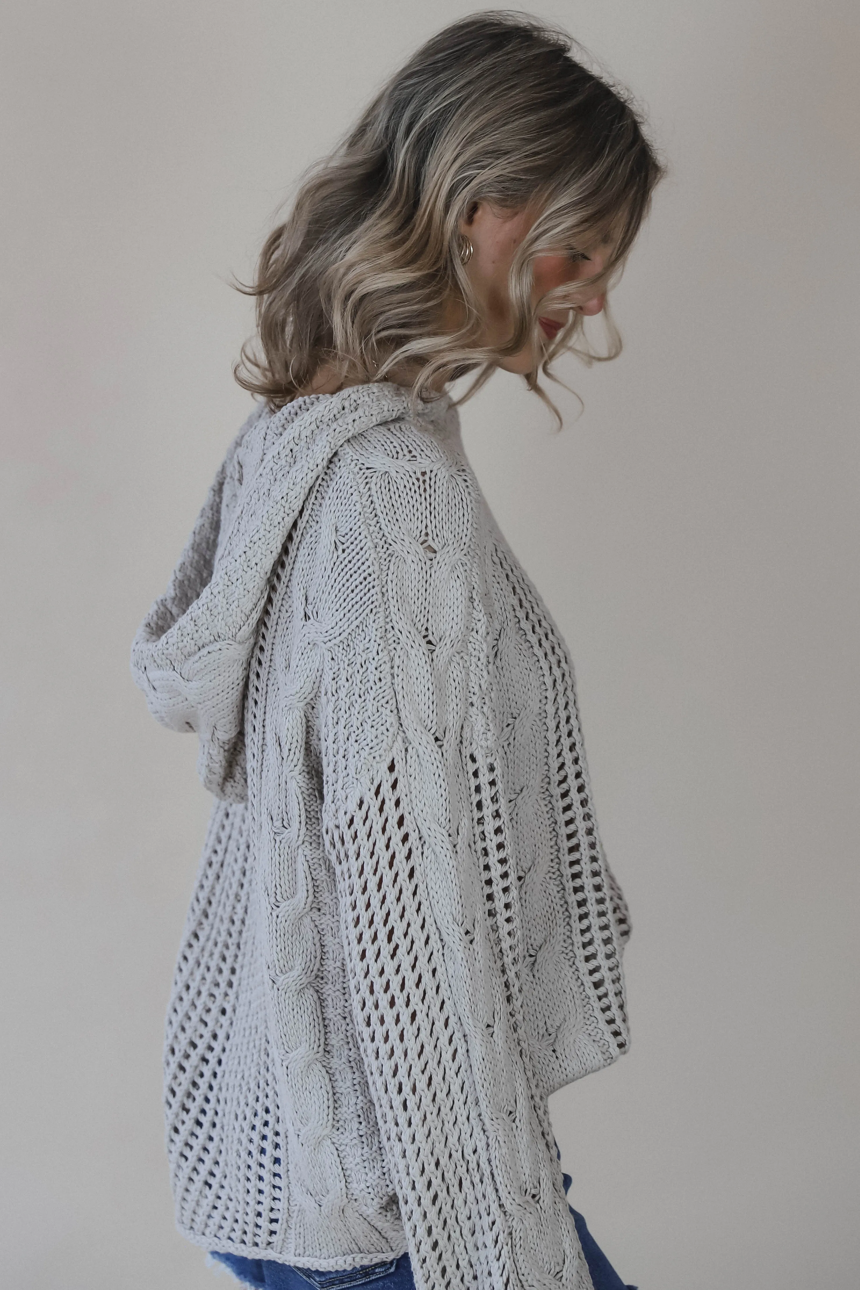 Braided Knit Hooded Sweater