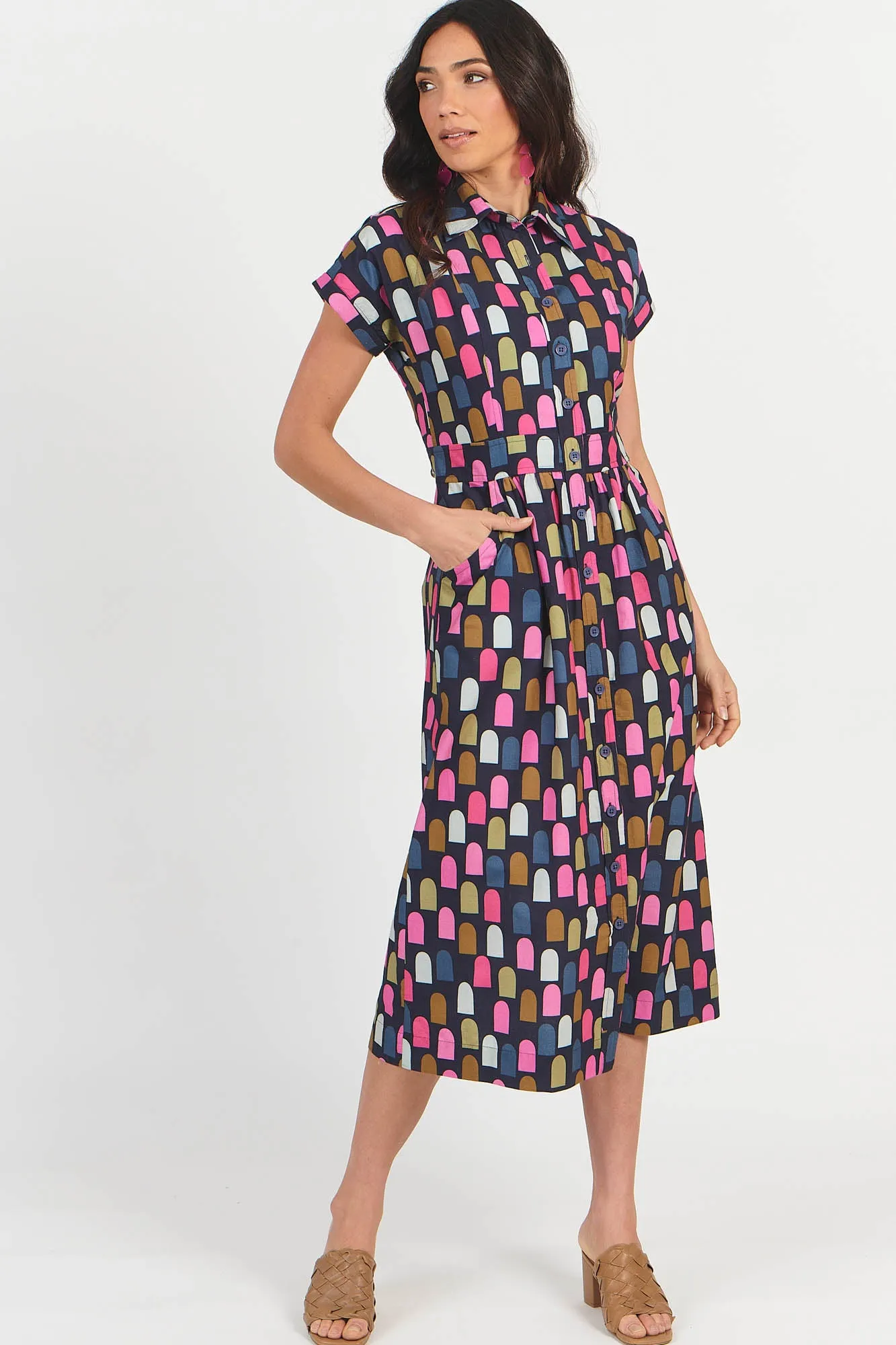 Cali Shirtdress Pink Geo