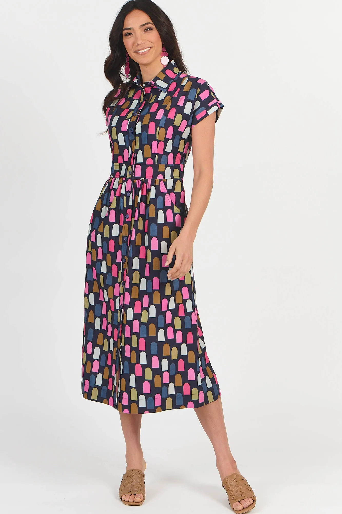Cali Shirtdress Pink Geo