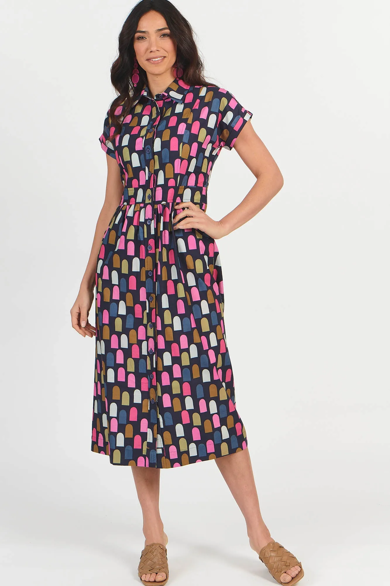 Cali Shirtdress Pink Geo