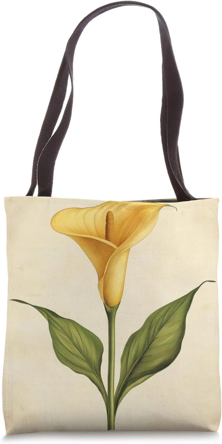 Calla Lily Floral Vintage Scientific Illustration Flower Tote Bag