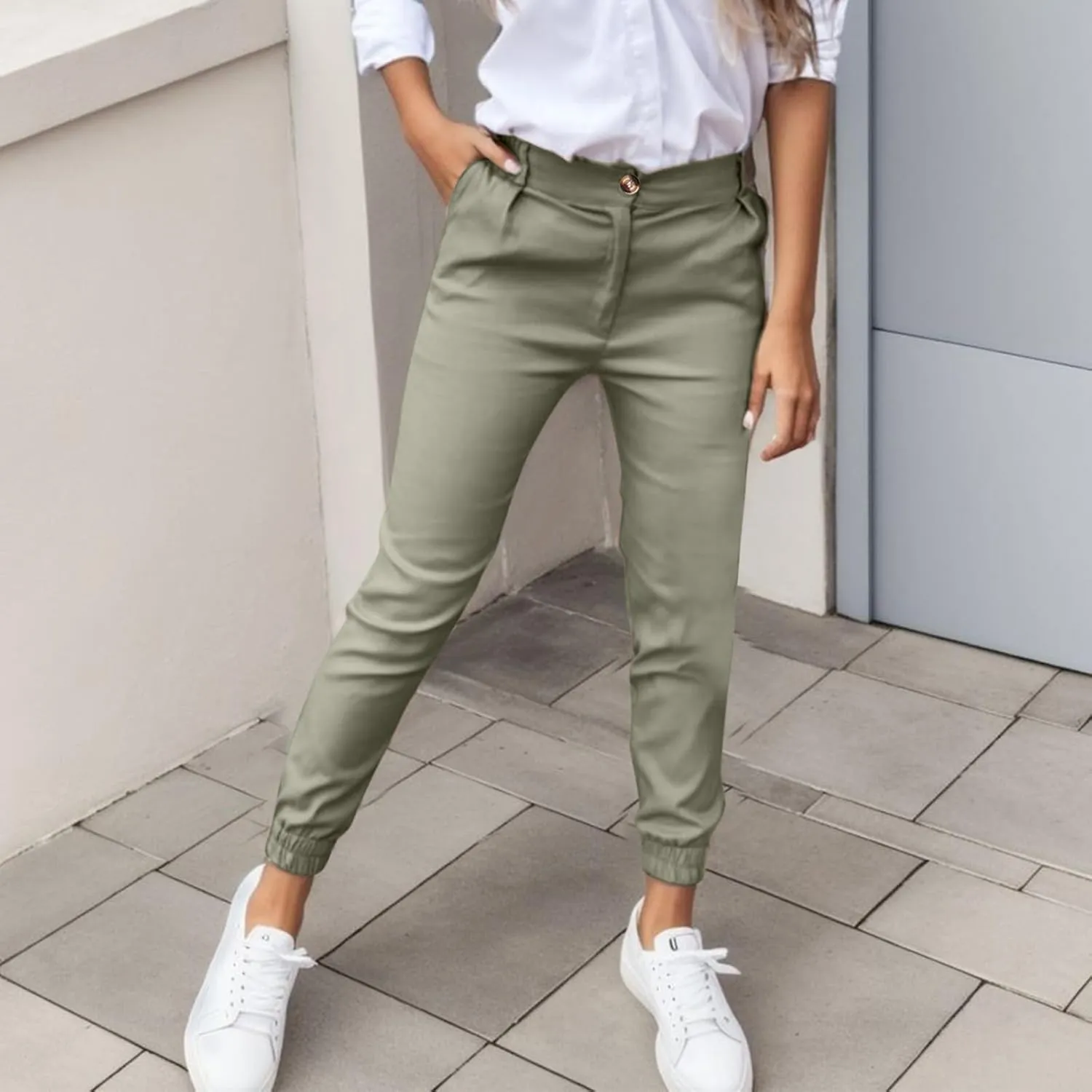 Capri Jeans for Women High Waisted Slim Fit Stretchy Cropped Pants Casual Straight Leg Cinch Bottom Trousers Pockets