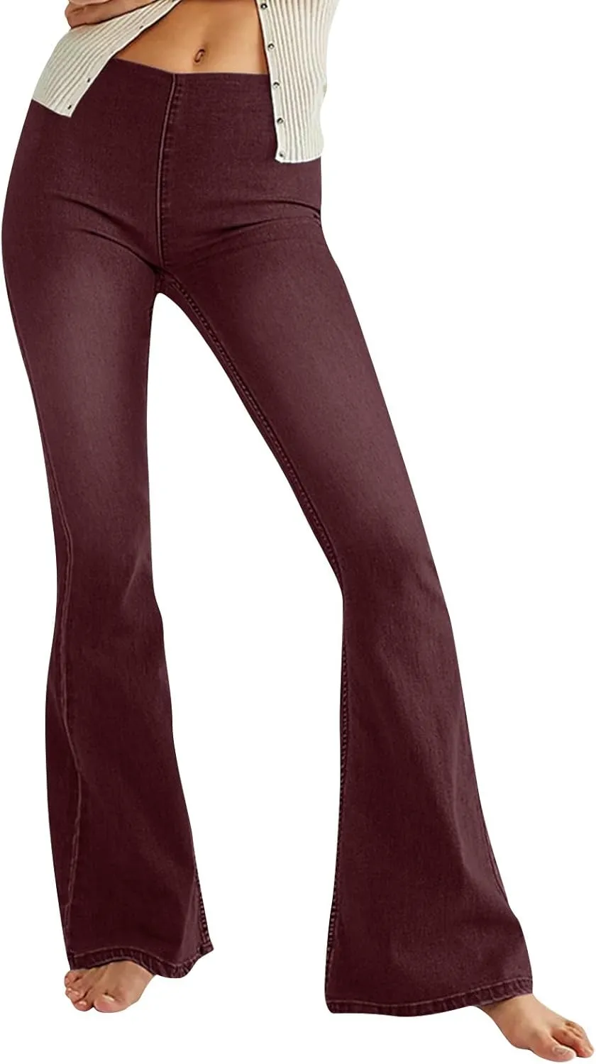 Cargo Jeans for Women Low Rise Bell Bottoms Trendy Straight Leg Stretch Denim Pants Flare Jeans Bootcut Bell Bottom