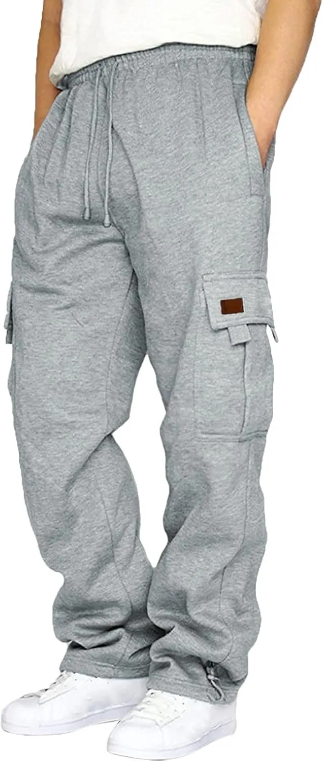 Cargo Pants For Men Men's Heavyweight Cargo Fleece Sweatpants Stretch Elastic Sports Jogger Fashion Trousers Pants