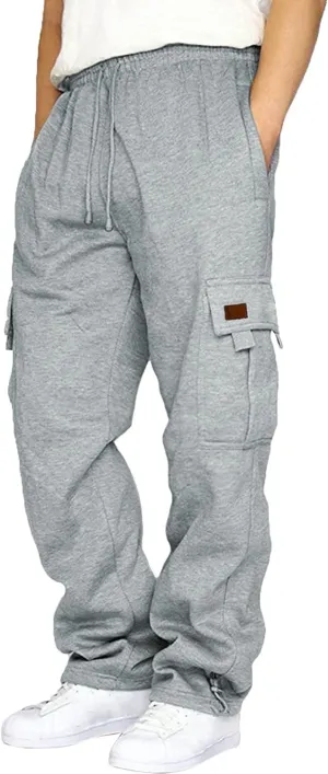 Cargo Pants For Men Men's Heavyweight Cargo Fleece Sweatpants Stretch Elastic Sports Jogger Fashion Trousers Pants