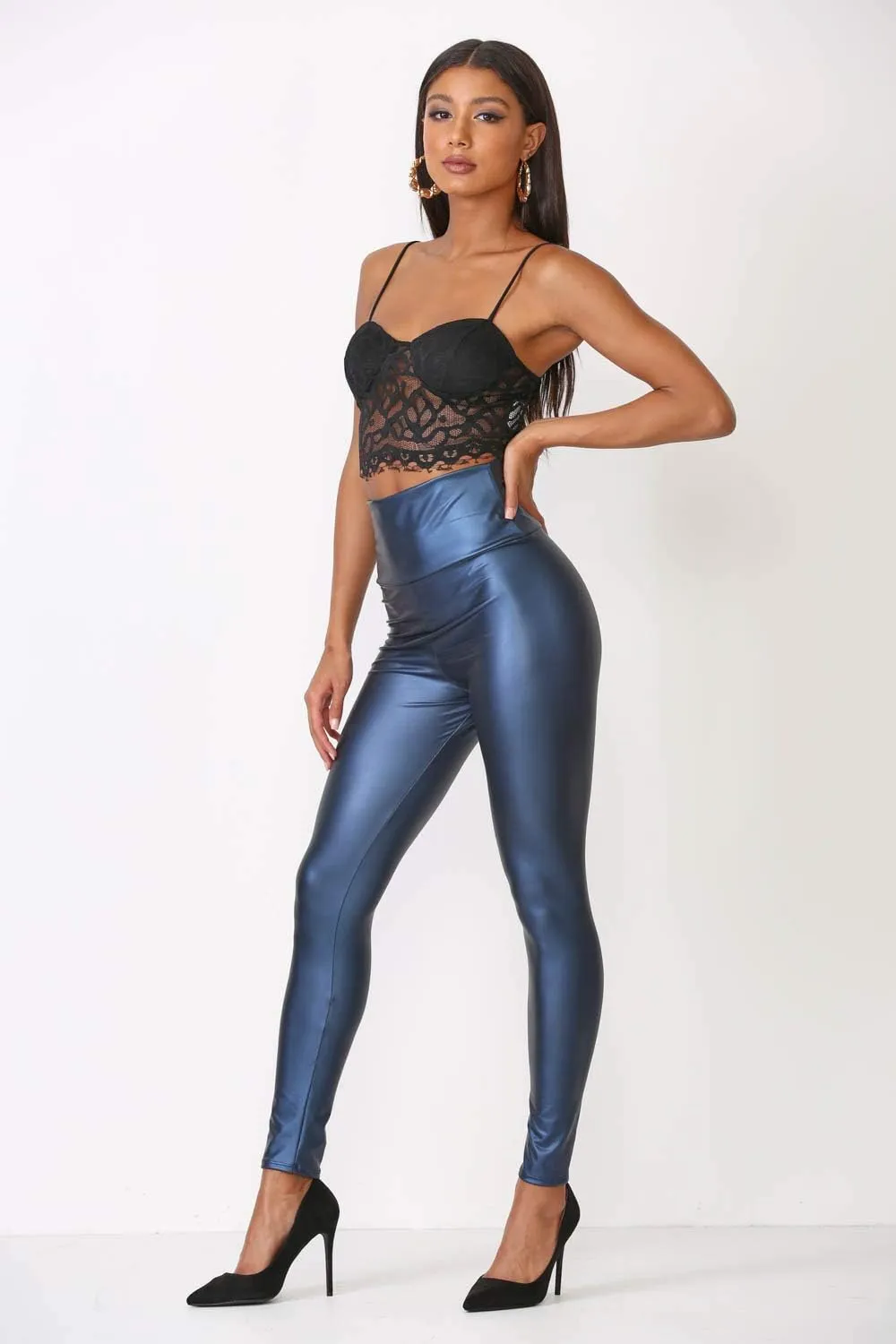 Cemi Ceri Women's Faux Leather High Waist Leggings