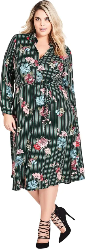 City Chic Women's Midi Printed Fit and Flare Dress