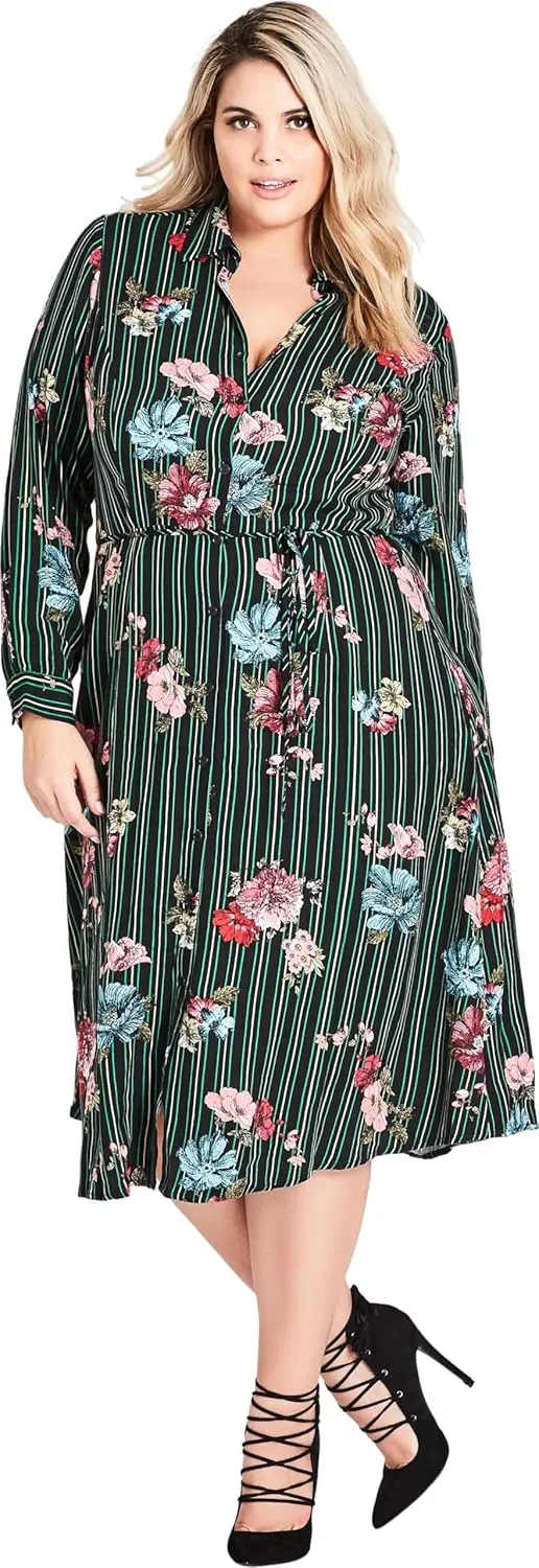 City Chic Women's Midi Printed Fit and Flare Dress