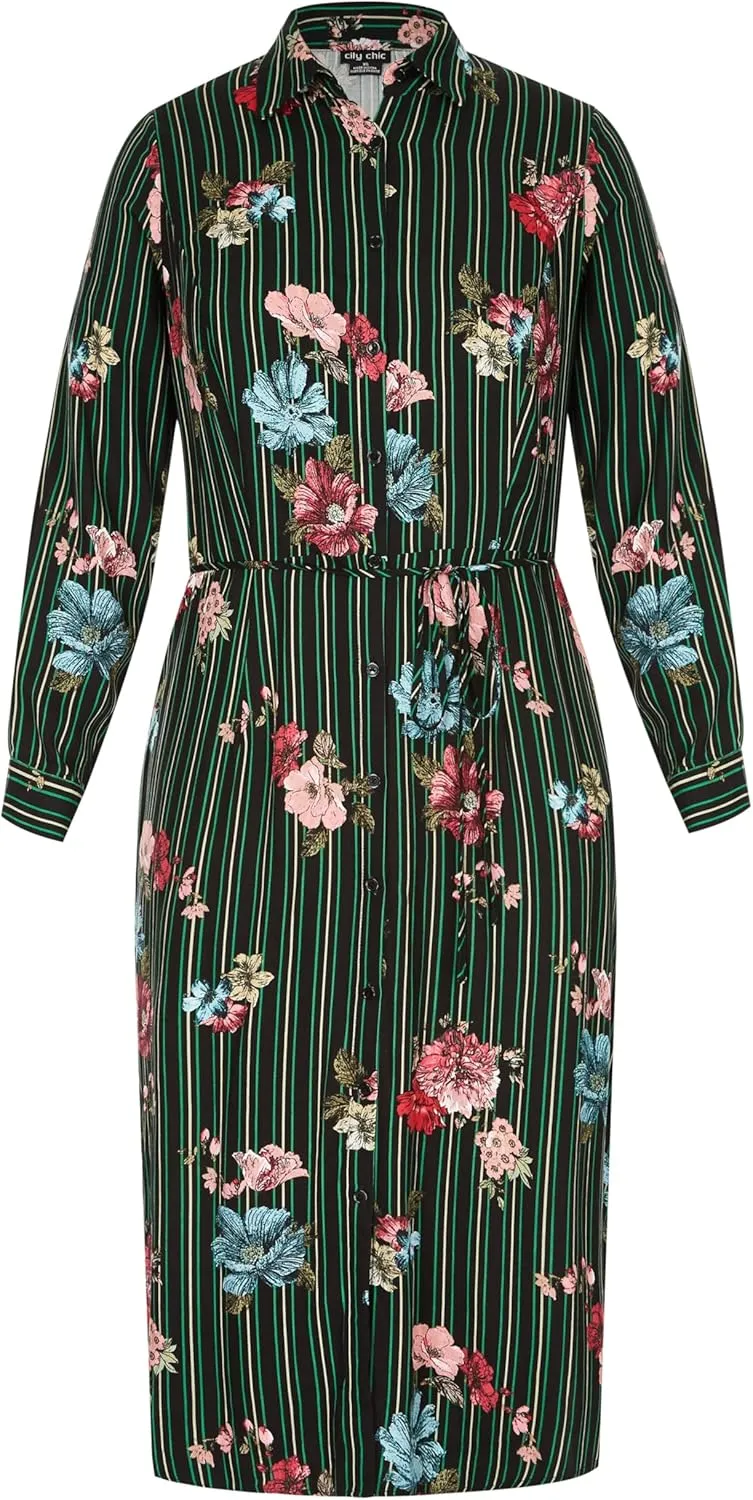 City Chic Women's Midi Printed Fit and Flare Dress