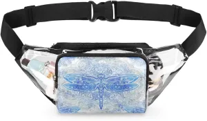 Clear Fanny Pack Stadium Approved Adjustable Artistic Dragonfly Clear Belt Bag Cute Waist Pouch for Women Men Travel Sports Events Hiking Concerts