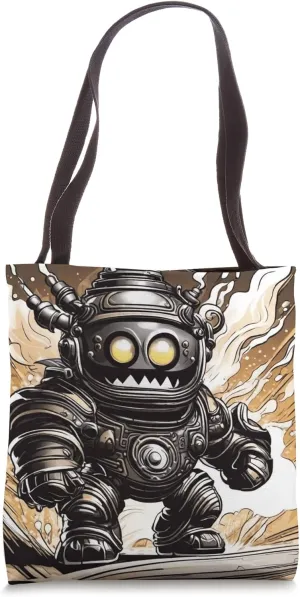 Cool Vintage Comic Book Style Funny Milk Tank Robot Graphic Tote Bag