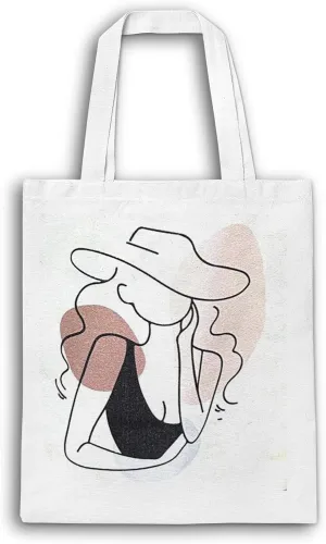 Cotton Tote Bag with Cowgirl Silhouette Print - Eco-Friendly Reusable Shopping Bag - size 13.5x 15inches - Shoulder Bag for Daily Use, Shopping & Travel.