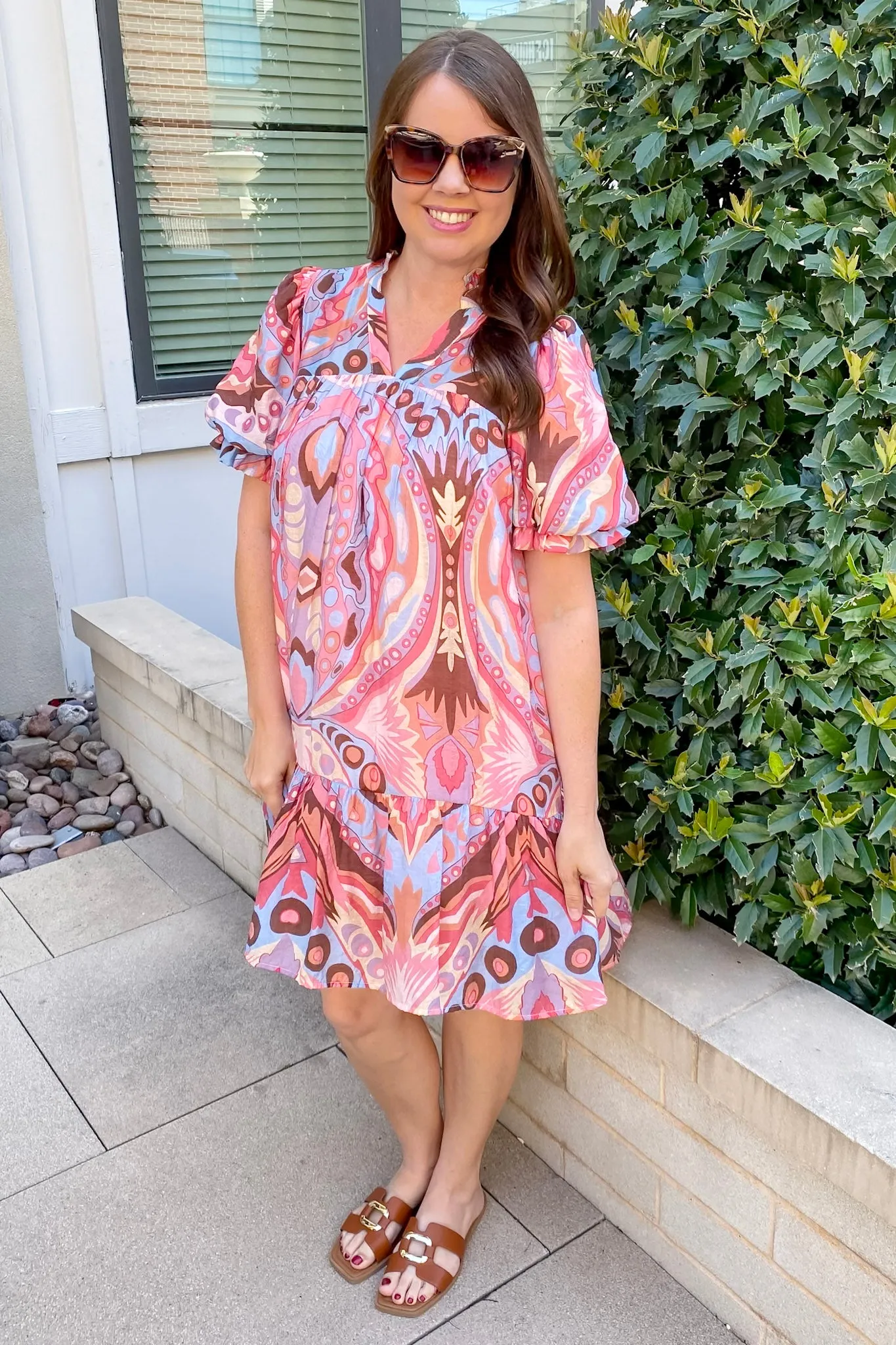 Count On Me Pink Print Dress