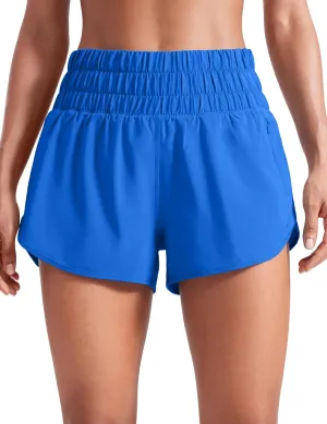 CRZ YOGA High Waisted Dolphin Running Shorts for Womens Mesh Liner for Gym Workout Athletic with Zipper Pocket