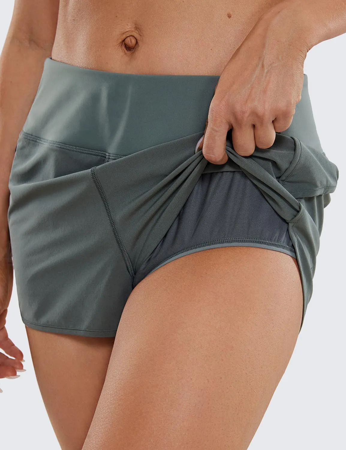 CRZ YOGA High Waisted Running Shorts for Women - 2.5'' Liner for Gym Athletic Workout with Zip Pocket Breathable