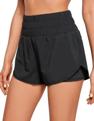 CRZ YOGA High Waisted Running Shorts for Women 3" - Split Breathable for Athletic Tennis Gym Workout with Pockets