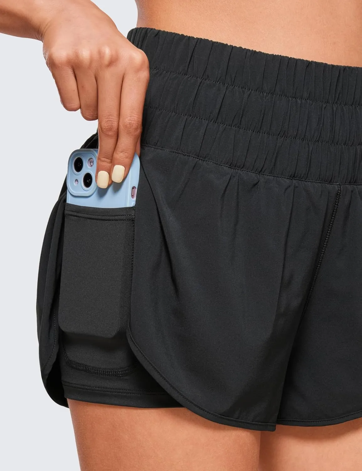 CRZ YOGA High Waisted Running Shorts for Women 3" - Split Breathable for Athletic Tennis Gym Workout with Pockets