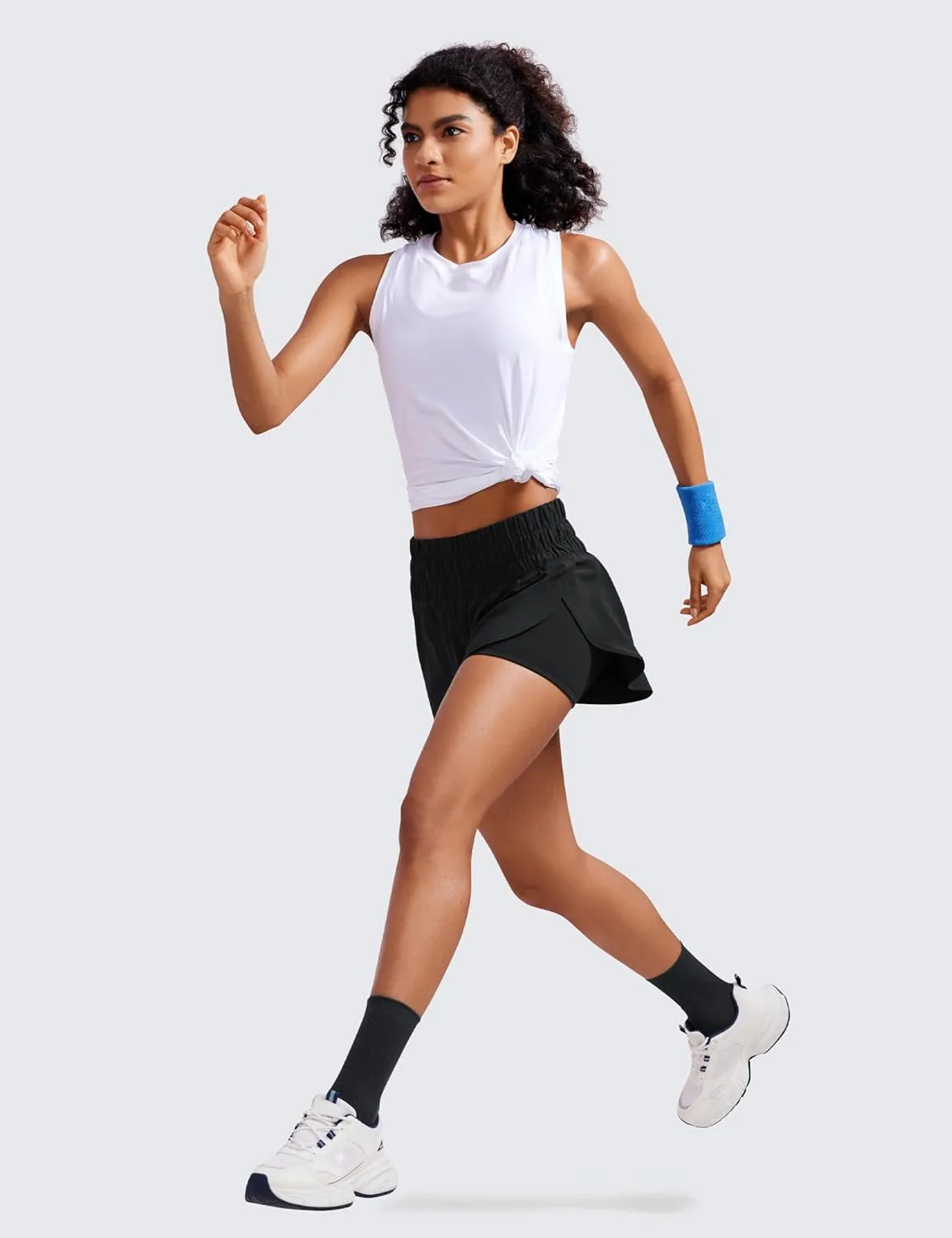 CRZ YOGA High Waisted Running Shorts for Women 3" - Split Breathable for Athletic Tennis Gym Workout with Pockets