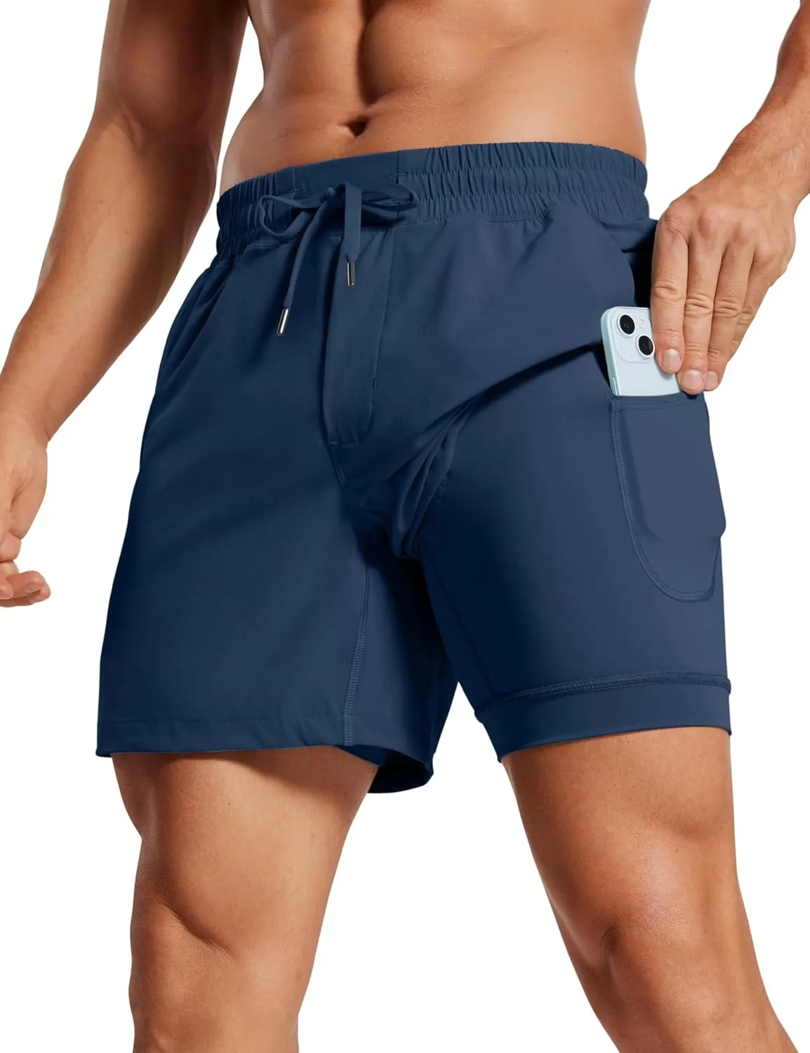 CRZ YOGA Men's 2 in 1 Running Shorts with Liner - 5'' Quick Dry for Workout Sports Athletic with Pockets