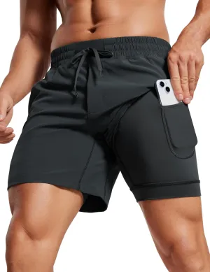 CRZ YOGA Men's 2 in 1 Running Shorts with Liner - 5'' Quick Dry for Workout Sports Athletic with Pockets