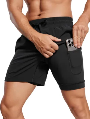 CRZ YOGA Men's 2 in 1 Running Shorts with Liner - 5'' Quick Dry for Workout Sports Athletic with Pockets