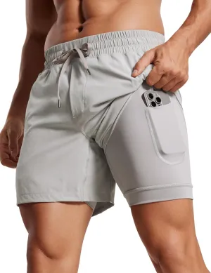 CRZ YOGA Men's 2 in 1 Running Shorts with Liner - 5'' Quick Dry for Workout Sports Athletic with Pockets