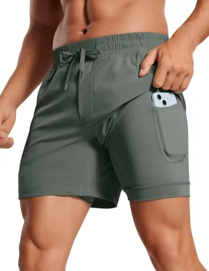 CRZ YOGA Men's 2 in 1 Running Shorts with Liner - 5'' Quick Dry for Workout Sports Athletic with Pockets