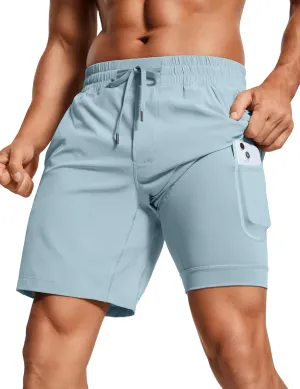 CRZ YOGA Men's 2 in 1 Running Shorts with Liner - 7'' Quick Dry for Workout Sports Athletic with Pockets