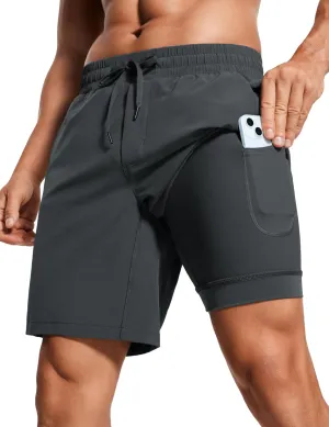 CRZ YOGA Men's 2 in 1 Running Shorts with Liner - 7'' Quick Dry for Workout Sports Athletic with Pockets